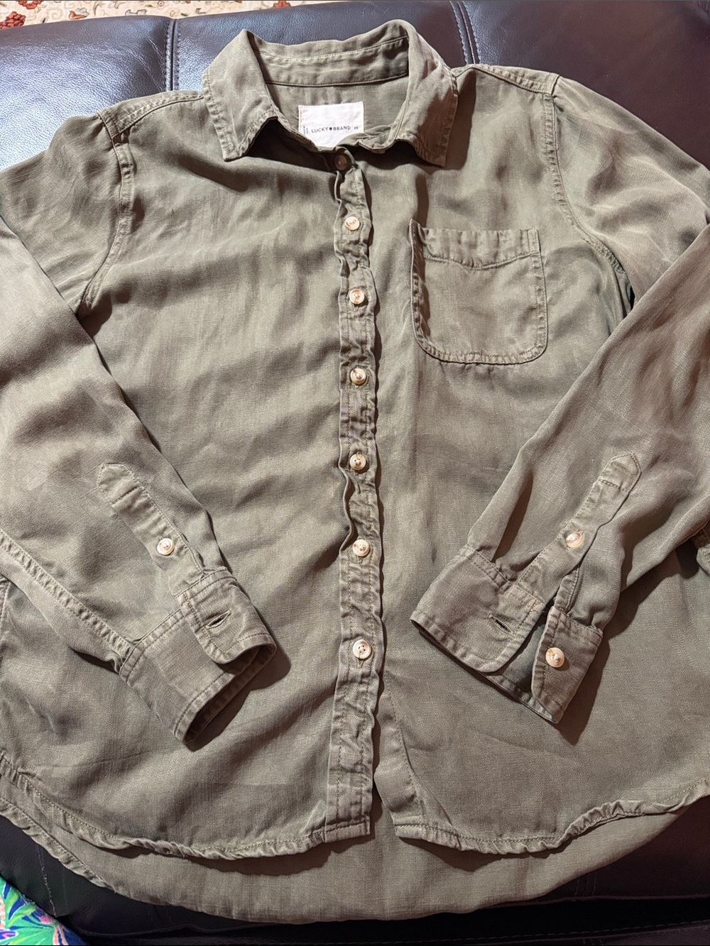 Lucky Brand Olive Green Women's Button-Down Shirt